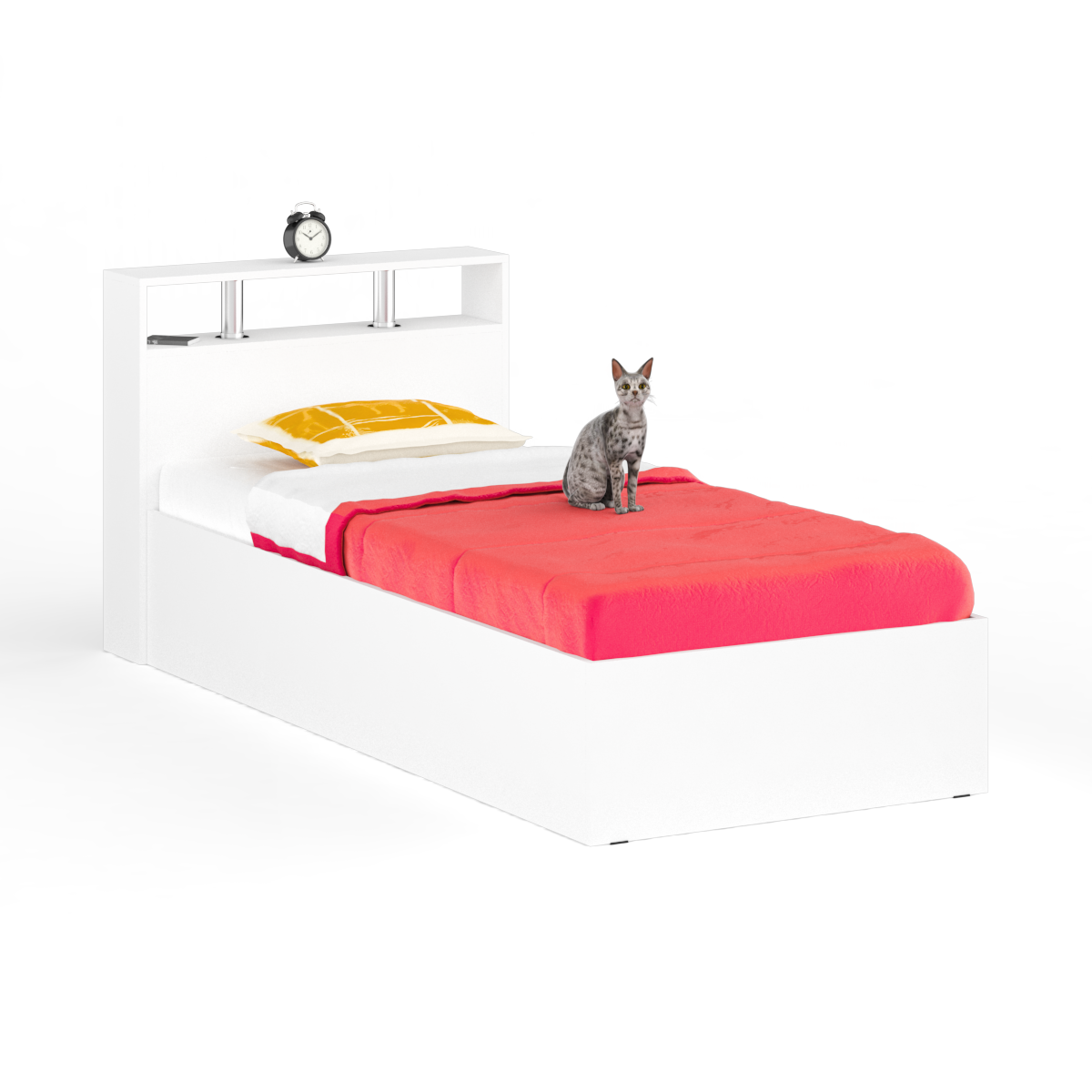 Кровать Камелия 0900, цвет белый, ШхГхВ 93,5х217х78,2 см., сп.м. 900х2000 мм., без матраса, основание есть
