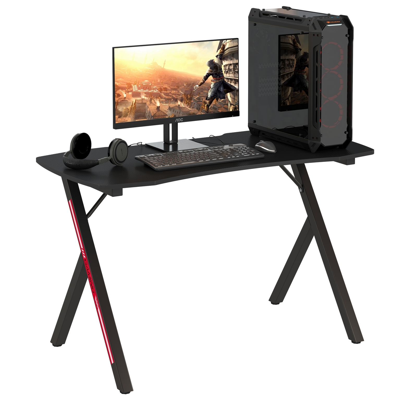 Игровой стол Мебель--24 GT-2310, цвет чёрный, ШхГхВ 120х60х73 см., столешница МДФ 15 мм.(регулировка высоты стола от 72,5 см. до 73,5 см.)